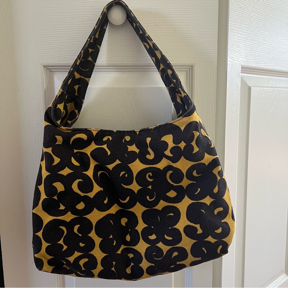 Marimekko Pieni Keidas Shoulder Cotton Black & Yellow  Bag